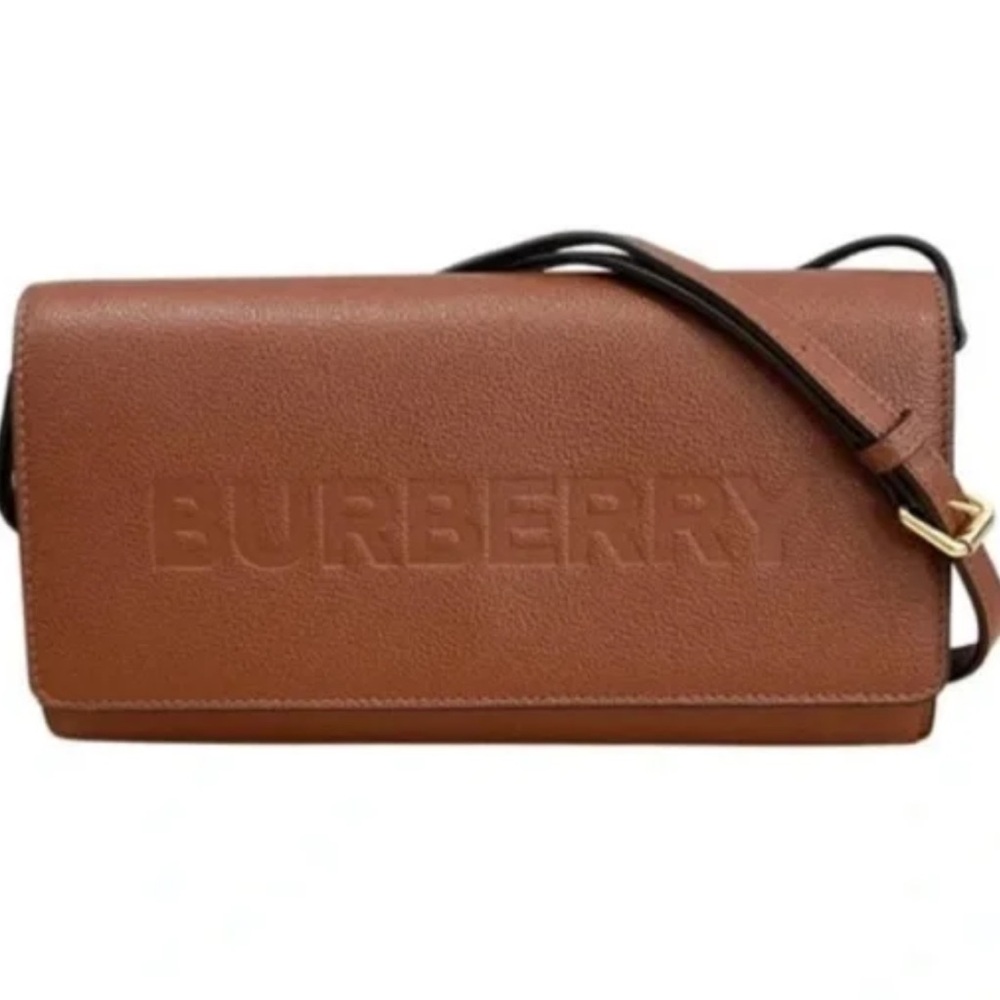 Burberry Leather Embossed Henley Wallet on a Strap